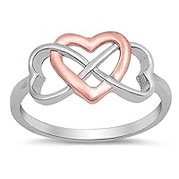 CHOOSE YOUR COLOR Sterling Silver Infinity Heart Promise Ring