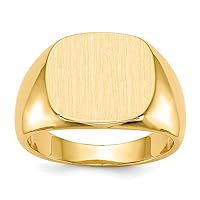 10k Yellow Gold 13.0x15.0mm Closed Back Mens Signet Ring Size 10.00 Jewelry for Men