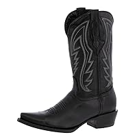 Texas Legacy Mens Black Cowboy Boots Western Wear Solid Leather Snip Toe
