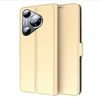 Compatible for Huawei P70 Art Wallet Card case PU Leather Protective Cover Anti-Scratch Anti-Slip Shockproof Women Men Protective Slim Fit Magnetic Suction Buckle Cover (Gold)