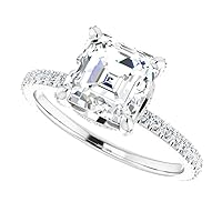 10K/14K/18K Solid White Gold Handmade Engagement Ring 2.5 CT Asscher Cut Moissanite Diamond Solitaire Wedding/Bridal Gift for Women/Her Gorgeous Gifts
