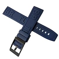 20mm 22mm 24mm Soft Silicone Rubber Watch Strap Special for Breitling Navitimer Avenger Black Red Yellow Blue Watchband Steel Buckle (Color : Blue Black, Size : 22MM)