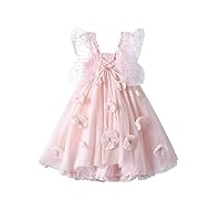 Toddler Baby Girl Kid Princess Butterfly Wings Fairy Dresses Floral Sling Tulle Tutu Dress Wedding Birthday Party Clothes