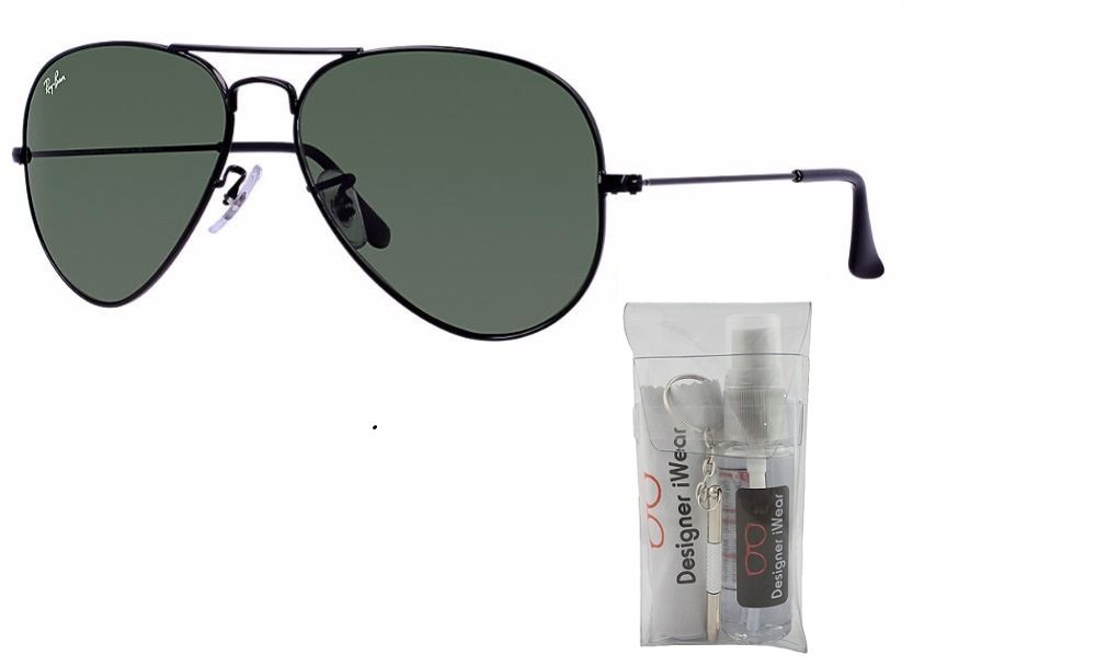 Ray-Ban RB3025 Metal Aviator Sunglasses For Men For Women + BUNDLE with Designer iWear Eyewear Care Kit