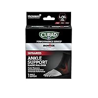 CURAD Performance Series IRONMAN Infrared Ankle Support, Elastic, Targeted Compression for Enhanced Joint and Tendonitis Recovery & Performance, Powered by CELLIANT Technology, Large/X-Large