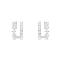 0.32Ct Brilliant Round Cut Moissanite Double C-Hoop Earrings in 925 Sterling Silver, Elegant Dainty Jewelry Gift for Women/Girls