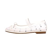 LISHAN Women's Clear Flat Pumps Mesh Crystal White Loafer Shoes