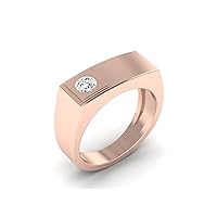 REAL-GEMS Couples Promise Ring Rose Gold 14k 0. CARAT Round Solitaire Diamond G VS1 Lab Created Sizable