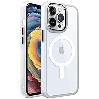 MTZ Magnetic Clear Case for iPhone 15/Plus/Pro/Pro Max, 𝑨𝒏𝒕𝒊-𝒀𝒆𝒍𝒍𝒐𝒘𝒊𝒏𝒈, 𝑪𝒐𝒎𝒑𝒂𝒕𝒊𝒃𝒍𝒆 𝒘𝒊𝒕𝒉 𝐌𝐚𝐠𝐒𝐚𝐟𝐞, Military Grade Phone Cover (White, iPhone 15 Pro)