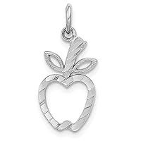 14k White Gold Textured back Sparkle Cut Apple Charm Pendant Necklace Measures 17x10mm Jewelry for Women