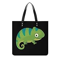 Chameleon Printed Tote Bag for Women Fashion Handbag with Top Handles Shopping Bags for Work Travel