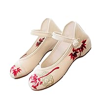 Chinese Embroidery Women Canvas Ballet Flats Handmade Ladies Casual Comfort Woman Soft Teachers Shoes Red 5