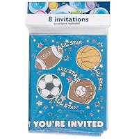 24 Packs of sports star 8 count invitations/envelopes