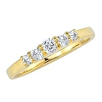 Silvershake 5-Stone Extra Petite Round Shape Gemstone White Gold Plated or Yellow Gold Plated 925 Sterling Silver Minimalist Journey Stackable Ring Jewelry for Women or Teen