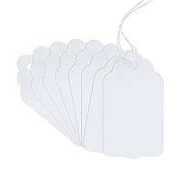 200Pcs White Paper Blank Tags with String, Paper Hang Lace Price Tags Writable Label, Display Tags for Holiday Gifts Bag Tags Clothing 2.75 x 1.57 Inches