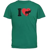 Animal World I Heart Love Moose Jade Green Adult T-Shirt