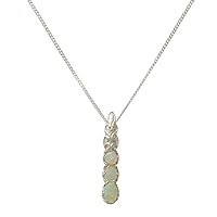 Solid 925 Sterling Silver Natural Colorful Opal Womens Pendant & Chain