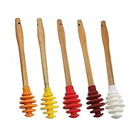 BESTOYARD 5pcs Yogurt Spoons Honey Scoop Wood Honey Dippers Drink Stirrer Kitchen Tools Cocktail Spoon Honey Sticks Cocktail Syrup Silicone Whisk Syrup Stirrer Food Drinks Wooden re-usable