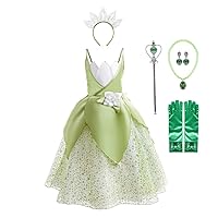 Dressy Daisy Little Girls Frog Princess Fancy Dress Up Birthday Party Halloween Costume with Accessories, Green