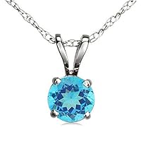 Dazzlingrock Collection 7 mm Round Cut Ladies Solitaire Pendant (Silver Chain Included), Sterling Silver