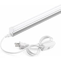 Barrina LED T5 Integrated Single Fixture, 4FT, 2200lm, 6500K (Super Bright White), 20W, Utility Shop Light, Ceiling and Under Cabinet Light, Garage Light with Built-in ON/Off Switch