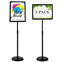 Sign Holder Pedestal Sign Stand 8.5x11 inches with Base for Floor Vertical & Horizontal View Displayed,Snap-Open Frame with Safety Corner Outdoor,2 Pack
