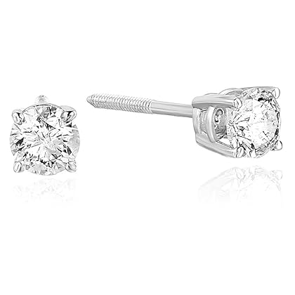 Vir Jewels 1/4 to 2 cttw Certified Diamond Stud Earrings 14K White Gold Round Screw Backs