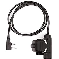 Military U94 PTT Adapter Tactical Headset Push to Talk Connector 7.1mm TP-120 to 2 Pin Walkie Talkie for Baofeng UV-5R UV-82 UV-82hp BF-888s AR-152 Archsell AR-5 Kenwood Radio NATO-US Wiring
