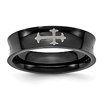 The Black Bow 6mm Stainless Steel Black Plated & Polished Cross Concaved Band