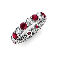 Ruby and Lab Grown Diamond 3 3/4 ctw Womens Eternity Ring Stackable 14K Gold