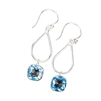 SHNAYA JEWLES Natural Sky Blue Topaz Gemstone 925 Sterling Silver Jewelry Earring ,Stylish Earring For Her, Handmade Jewelry Earring, Fine Jewelry, Valentine Day Gift, Silver Jewelry ,Earring For Her