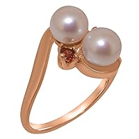 18k Rose Gold Cultured Pearl & Garnet Womens Dress Ring - Sizes 4 to 12 Available