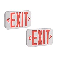 Amazon Basics LED Emergency Exit Sign, UL Certified, 2-Pack, Double Face Exit with Battery Backup, white (Previously AmazonCommercial brand)