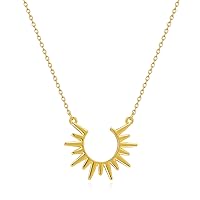 MRSXIA Sun Necklace for Women Gold Half Circle Spiked Pendant 18K Gold Filled Dainty Chain Simple Jewelry