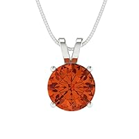 Clara Pucci 2.50 ct Round Cut Genuine Red Simulated Diamond Solitaire Pendant Necklace With 16