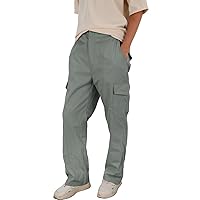 Men's Casual Classic Slimming Sports Training Twill Cotton Men's Workwear Pants with Pockets All Season Pants (Grey, XL)