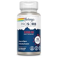 SOLARAY CoQ-10 Phytosome - 9X Absorption CoQ10 200mg - Easy-to-Digest Antioxidants Supplement - Vegan and Made Without Soy - 60-Day Guarantee - 30 Servings, 30 VegCaps