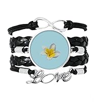 Laos National Plumeria Flower Bracelet Love Accessory Twisted Leather Knitting Rope Wristband Gift