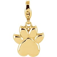 14k Yellow Gold Dog Cat Pet Paw Print Charm Pendant Necklace Jewelry for Women