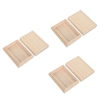 BESTOYARD 3pcs Playing Cards Wooden Box Display Case Playing Case Unfinished Treasure Chest Lenormand Deck Container with Lid Cards Storage Organizer Container Box No Paint Natural Wood