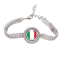 italy national flag eu country mark Tennis Chain Anklet Bracelet Diamond Jewelry