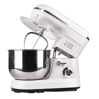 Stand Mixer-5-liter 4-Speed Kitchen Mixer, Electric Food Mixer with Stainless Steel Mixing Bowl & Splash Guard, Dough Hook, Mixing Beater, Wire Whisk, Tilt-Head