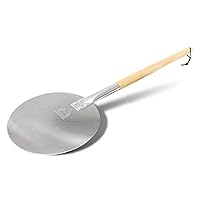 Aluminum Pizza Peel - Turning Pizza Paddle with Leather Strap and Detachable Wood Handle - Bakeware & Pizza Oven Accessories - 9 in
