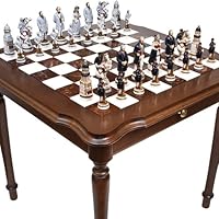 Bello Games Collezioni-American Civil War Chessmen & Luxury Palazzo Chess & Checkers Table from Italy
