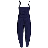 Kids Girls Jumpsuit Plain Navy Color Trendy Fashion All In One Jumpsuits 5-13 Yr