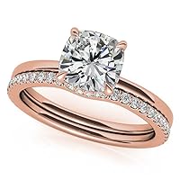 10K Solid Rose Gold Handmade Engagement Ring 3 CT Cushion Cut Moissanite Diamond Solitaire Wedding/Bridal Ring for Womens/Her, Wedding Gift for Her