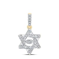 The Diamond Deal 10kt Yellow Gold Womens Round Diamond Magen David Star Pendant 1/3 Cttw