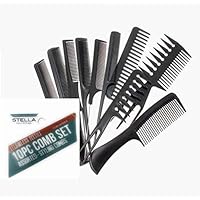 10 Pcs/Set Complete Stella Collection Professional Salon Hairdressing Styling Tool Multifunction Pro Barbers Beautition Brush Combs Hair Cutting Comb Sets Kit Hair Massage for All Hair Types and Need