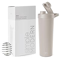 Simple Modern Stainless Steel Shaker Bottle with Ball 24oz | Metal Insulated Cup for Protein Mixes, Shakes and Pre Workout | Rally Collection | Almond Birch