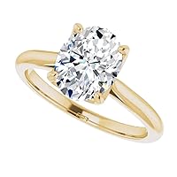 10K Solid Yellow Gold Handmade Engagement Rings 3.0 CT Oval Cut Moissanite Diamond Solitaire Wedding/Bridal Ring Set for Women/Her Propose Ring